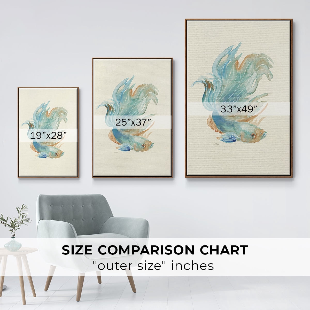 Betta I Framed Premium Gallery Wrapped Canvas - Ready to Hang - 17 x 25 - Walnut Floating Frame