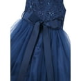 thumbnail image 7 of iiniim Girls Glitter Sequined Lace Tea Length Wedding Bridesmaid Party Flower Dress 2-12 Navy Blue 12, 7 of 7