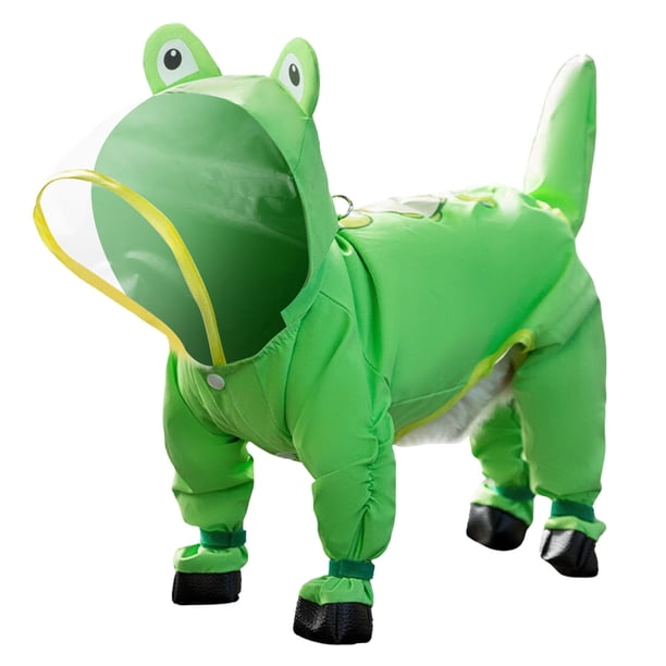 Impermeable para perro pequeño con capucha y anilla en forma de D Chubasquero impermeable para perro con franja reflectante Rainboot