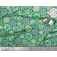 thumbnail image 3 of Soimoi Green Cotton Duck Fabric Blue Mandala Print Sewing Fabric Yard 42 Inch Wide, 3 of 3
