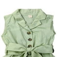 thumbnail image 2 of Baby Girl Summer Short Sleeve One-Piece Romper with Belt Clothes Set, 2 of 4