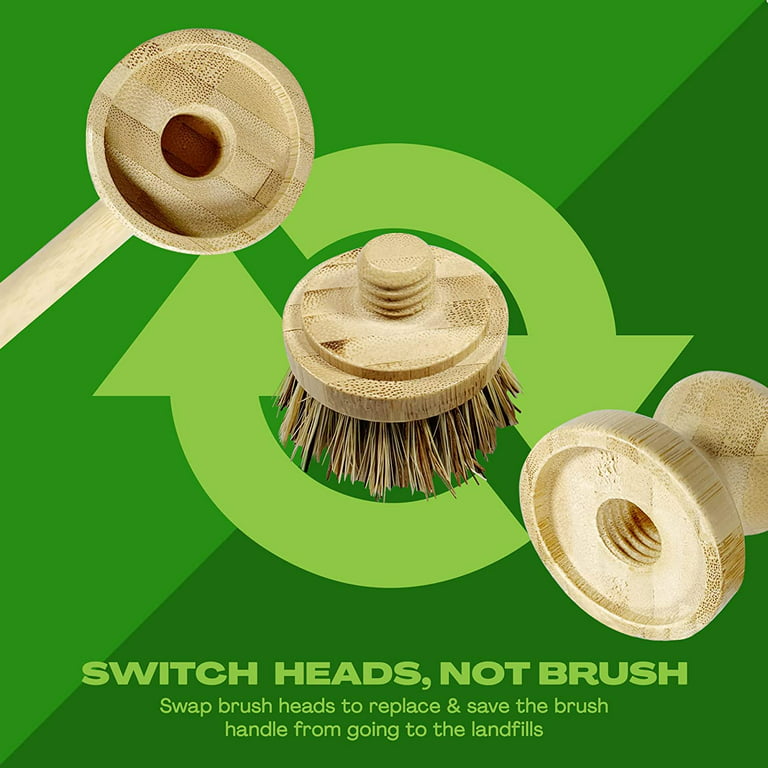 Sisal Dish Brush With Free Refill Head Kitchen Household Brush