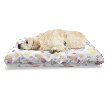 Pastel Pet Bed, Watercolor Texture Liquid Paint Drops Dots Aquarelle Art Style Romantic Colorful, Resistant Pad for Dogs and Cats Cushion with Removable Cover, 24" x 39", Multicolor, by Ambesonne