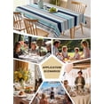 thumbnail image 5 of Grey Blue Striped Table Cloth, Waterproof Tablecloth for Square Tables, Farmhouse Stripes Abstract Art Navy Blue Reusable Washable Fabric Table Cover for Restaurant Kitchen Dining Tables 60"x60", 5 of 9