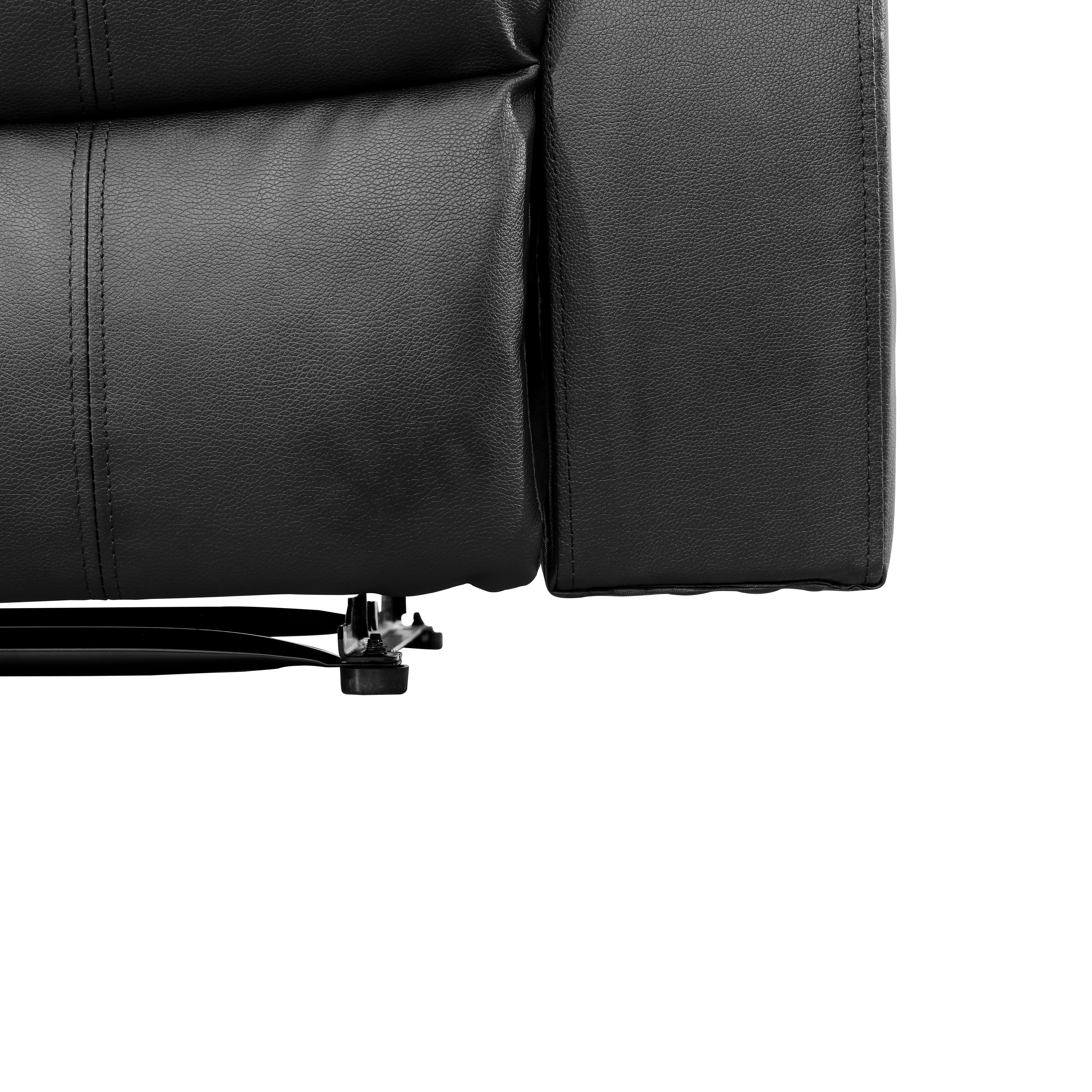 MAYEERTY Power Recliner Sofa, Breathable Leather Reclining Loveseat Sofa with Storage & Reversible Table for Living Room, Black