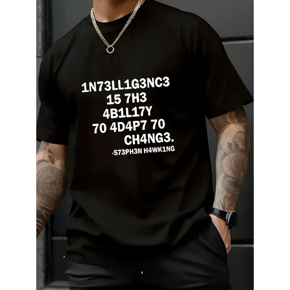 [Outdoor Tshirt] Men's Casual Black Cotton T-Shirt with Unique '173.56' Print - Short Sleeve, Round Neck, Breathable & Machine Washable - Ideal for Summer Outdoor Activities & Novelty Gifts