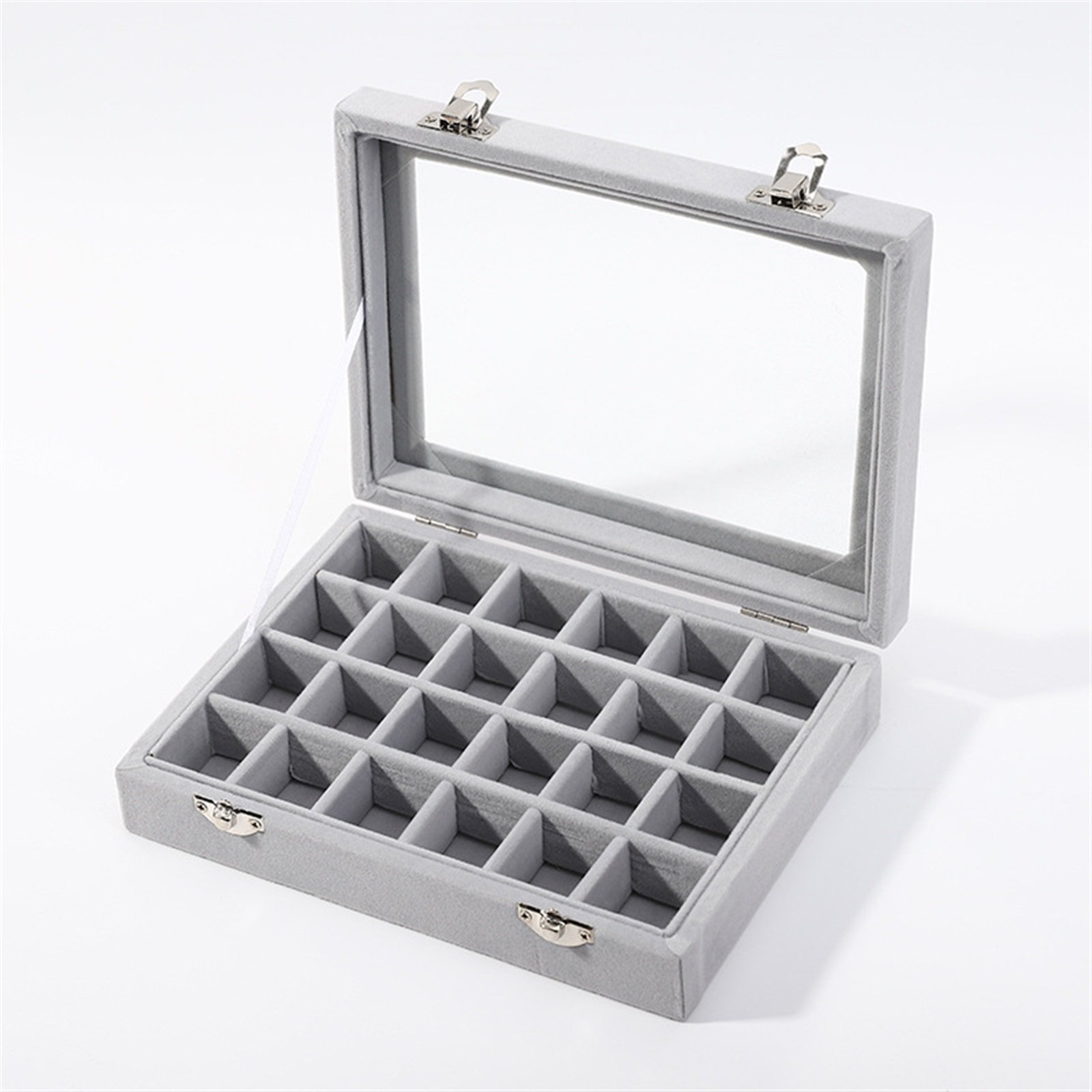 12/24 Grids Watch Organizer Necklace Earring Ring Storage Box Multifunction Velvet Jewelry Display Watch Box Women Gifts