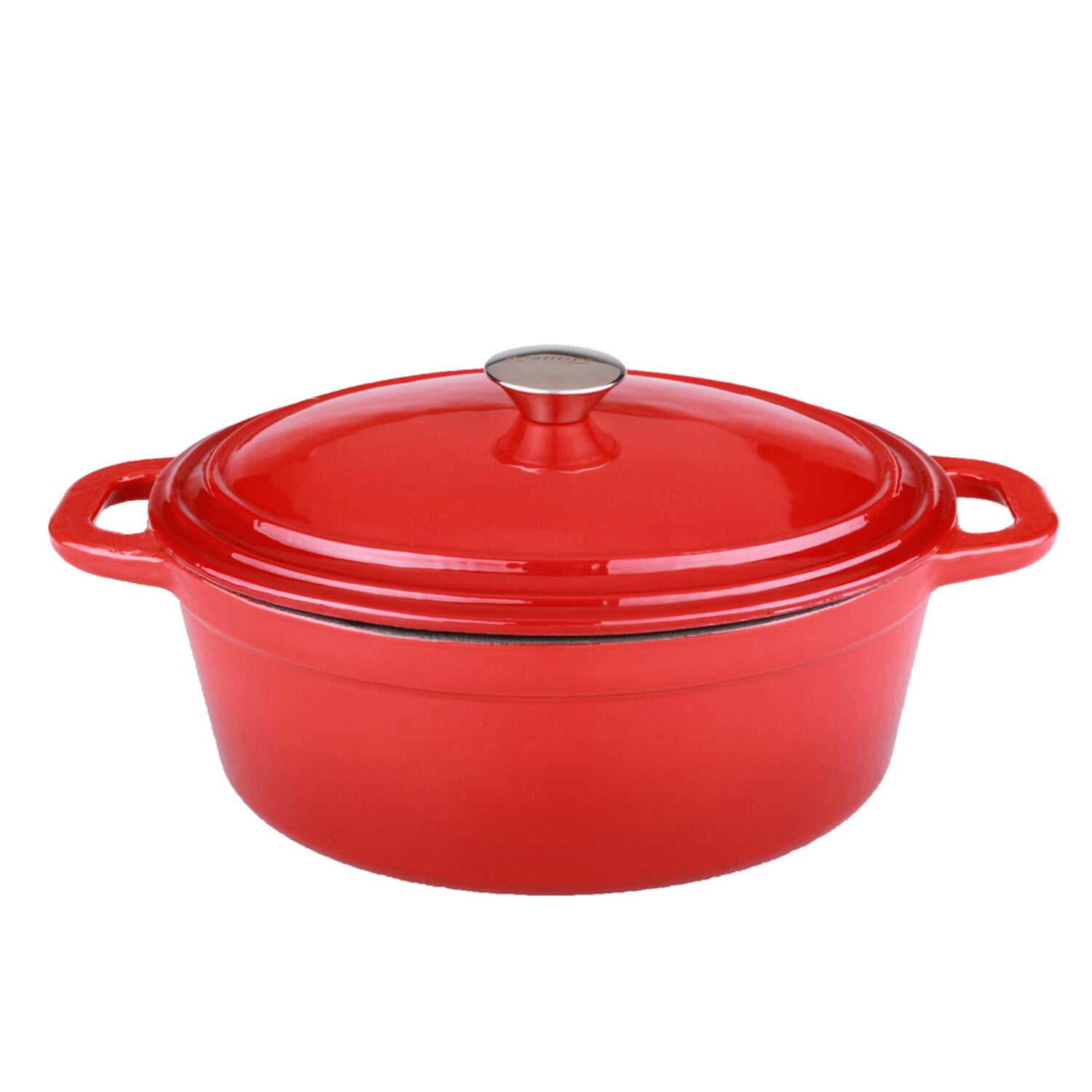 Rare FOOD NETWORK Red Enameled Cast Iron Oval 5.5 quart Dutch Oven ~ Clean