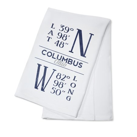 

Columbus Ohio Latitude and Longitude (Blue) (100% Cotton Tea Towel Decorative Hand Towel Kitchen and Home)