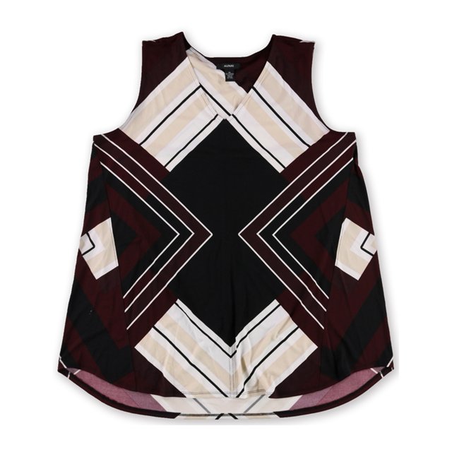 Alfani Womens Geometric Pullover Blusa, Púrpura, Grande Alfani Pull-over