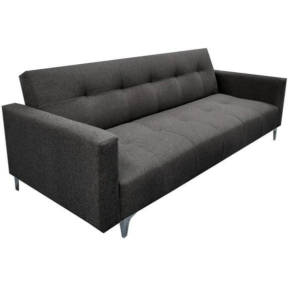 Sofa Cama Reclinable EL BAZAR STORE Paris Lino Gris Oxford Moderno abotonado