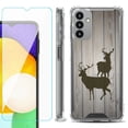 thumbnail image 1 of Shockproof Bumper Phone Case for Samsung Galaxy A13 5G, with Tempered Glass Screen Protector, by OneToughShield ® - Wood/Deer, 1 of 3