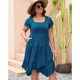 thumbnail image 4 of Vestido largo AZACHID para mujer, talla grande, doble volante, azul 2XL, 4 of 7