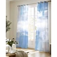 thumbnail image 5 of Blue Grey Abstract Art Sheer Curtains 84 Inch Length 2 Panels Set for Living Room/Bedroom, Modern Shabby Farmhouse Kitchen Curtains Grommet Semi-Sheer Curtains Drapes Window Treatments 52"x84"x2, 5 of 7