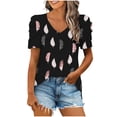 thumbnail image 2 of Fiudx Camisetas para Mujer Mujer Moda Casual Manga Corta Suelta Camiseta Blusa Tops, 2 of 5