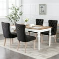 thumbnail image 3 of ODUSE-DAILY Black Linen Dining Chairs Set of 6, Kitchen & Dining Room Chairs, Nailheads Tufted Chair, Sillas De Comedor, Fabric Upholstered, Wood Legs (Black, 6 Pcs), 3 of 12