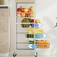 thumbnail image 4 of Snack Cart, 5-Tier Kitchen Carts on Wheels with Storage,Fruit Basket Stand with Pull-Out Baskets and Wood Top,Kitchen Organizer for Fruit Vegetable Snack (Oak Beige), 4 of 18