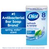 Dial Antibacterial Bar Soap, Refresh & Renew Spring Water Deodorant Bar, 4 oz (8 Bars)