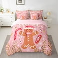 thumbnail image 2 of Manfei Manfei Cute Gingerbread Twin Bedding Sets 7pcs for Girls, Pink Merry Christmas Bedding Comforter Set, Xmas Stars Snowflakes Sheet Sets, Luxury Bedroom Decor, 2 of 8