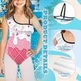thumbnail image 6 of Uorisanigo Pink Ice Cream Cone Bathing Suits for Girls Size 13-14 Ruffle Halter One Piece Pool Party Swimwear Single Spaghetti Strap One Shoulder Swimsuit, 6 of 7