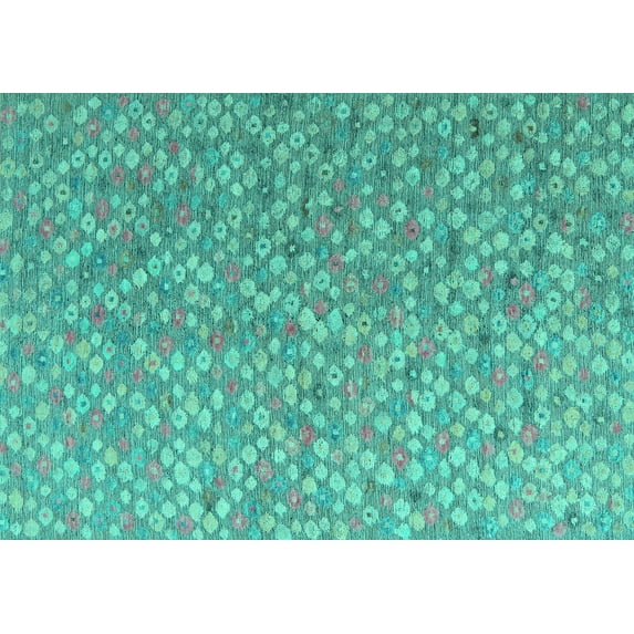 Ahgly Company Indoor Rectangle Abstract Turquoise Blue Modern Area Rugs, 3' x 5'