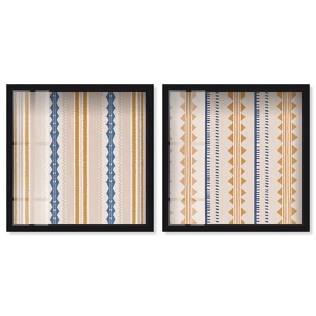 Lora and Laura Weave Shadowbox Print Modern Wall Art Set by Art Remedy, Black Frame, 12 x 12