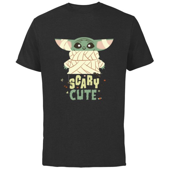 Star Wars Grogu The Mandalorian Halloween Mummy Scary Cute - Short Sleeve Cotton T-Shirt for Adults - Customized-Black