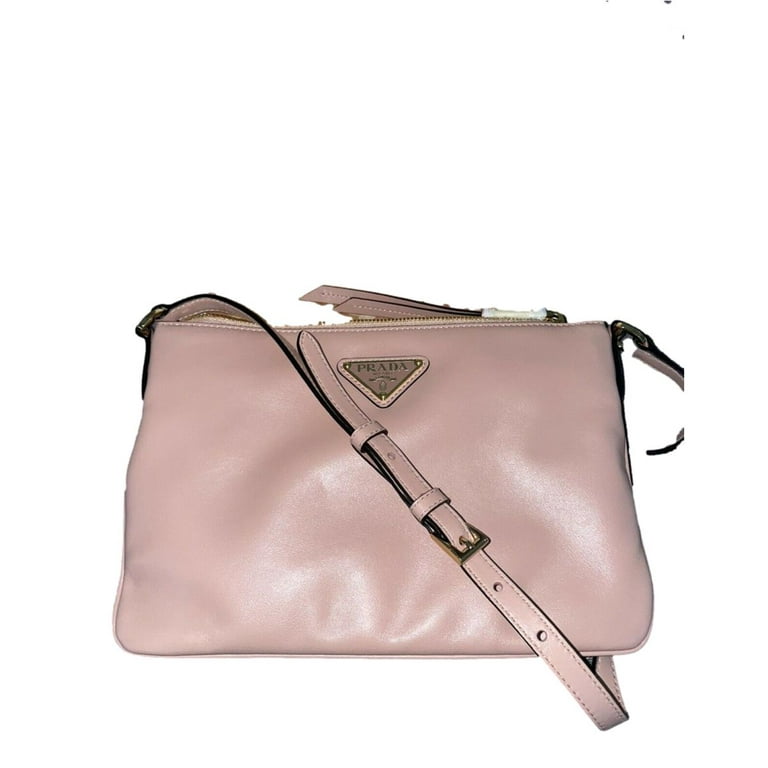 New Prada Shiny Light Calf Rosa Pink Cross Body Bag 1BH173