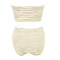 thumbnail image 4 of MNCEKFOD Tummy Control Swimsuits for Women Bandeau Bikini Set Strapless 2Pcs Bathing Suits Ribbed Longline Full Coverage Summer Vcation Swimwear White M, 4 of 5