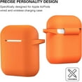 thumbnail image 5 of AirPods Case Cover, Full Protective Soft Silicone Case Accessories with Keychain for Apple AirPods 1st 2nd Generation Charging Case, Front LED Visible, Bright Orange, 5 of 5