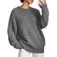 thumbnail image 3 of PRETTYGARDEN Womens Fall Long Sleeve Sweater Crew Neck Fuzzy Loose Fit Chunky Knit Pullover Sweaters Going Out Tops, 3 of 9