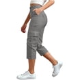 thumbnail image 6 of Kelon Women's Cargo Capri Pant Lightweight Casual Summer Straight Leg Petite Length Cropped Pants Shorts With Pockets 2XL, 6 of 6