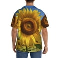 thumbnail image 3 of Naloa Sky Golden Sunflower Field A Men's Loose Fit Cuban Collar Short-Sleeve Shirt, Hawaiian Shirts, Mens Shirts Casual for Everyday Wear Outings-, 3 of 5
