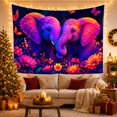 thumbnail image 3 of Floral Garden Elephants with Facing Each Other Their, Mystical Fantasy for Space Lovers, Galaxy Room Decor, Mother'S Day Gift, Tapestry Wall Hanging for Bedroom and Dorm, 3 of 7