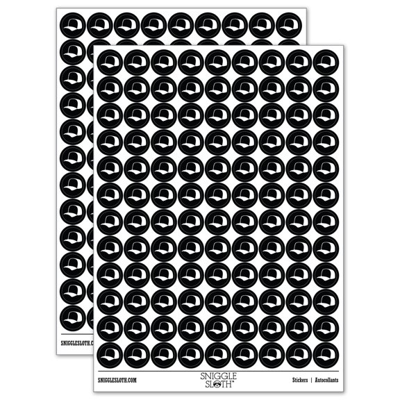 Baseball Cap Trucker Hat Sports 200  Round Stickers - Black - Gloss Finish - 0.50" Size