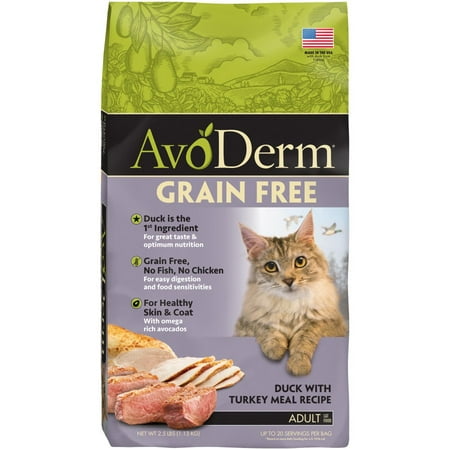 AvoDerm Natural Grain Free Duck with Turkey Meal Dry Cat Food, 2.5 lb