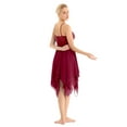 thumbnail image 5 of Fldy Womans Spaghetti Straps Lyrical Dance Dress Ballet Dance Leotard Asymmetric Maix Mini Skirt Wine_Red XL, 5 of 7