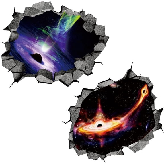 3D Cracked Cosmic Wall Decal Colorful Space Planet Vinyl Wall Stickers Wall Art for Children's Room Nursery Kindergarten Space Fan Gifts Wall Decoration Colorful