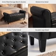 thumbnail image 6 of AVAWING Upgraded Armed Storage Bench, Leather Upholstered Ottoman for Living Room & Bedroom, Black, 6 of 8