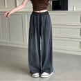 thumbnail image 2 of ZHISHINE Girls Tencel Straight Leg Pants, Lightweight Breathable Wide Leg Long Trousers, Casual Loose Fit Daily Outdoor School Wear For Kids Ages 5-16 Black 160, 2 of 5
