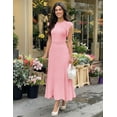 thumbnail image 2 of MEROKEETY Womens 2026 Spring Summer Sleeveless Fringe A Line Pleated Midi Dress Business Casual Work Wedding Guest Flowy Dress Pink M, 2 of 4