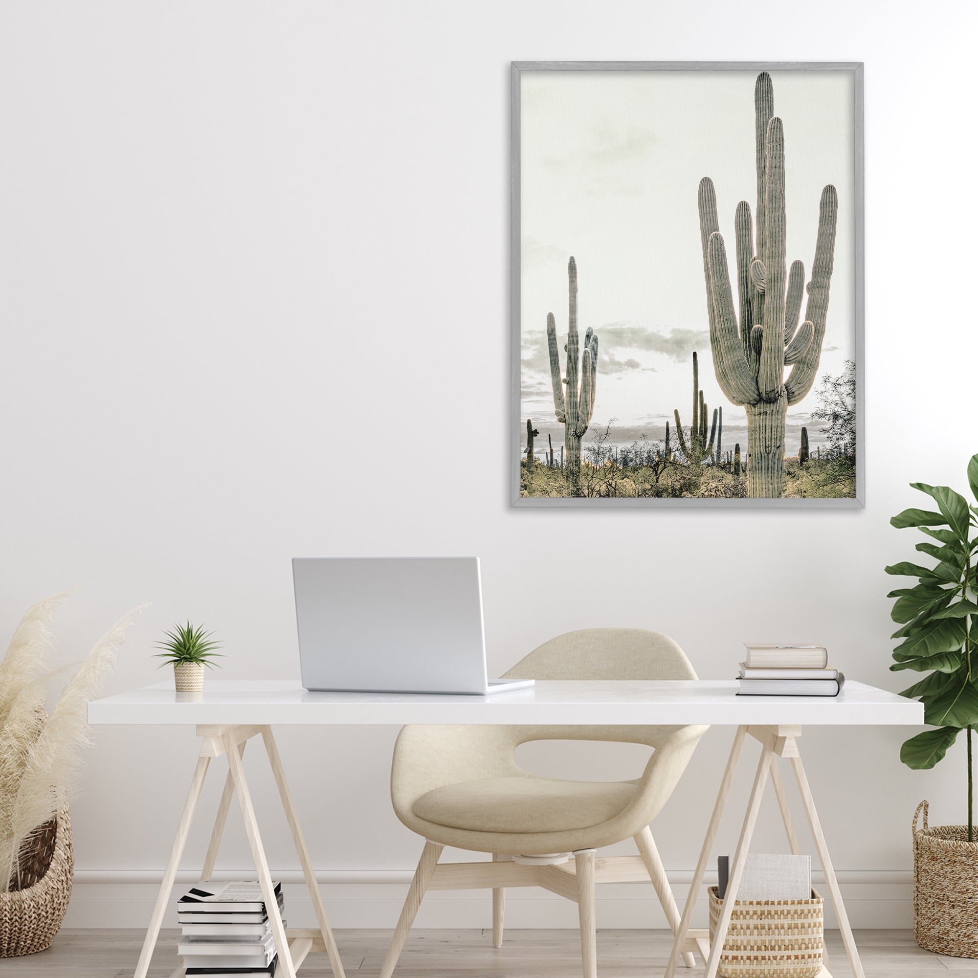 Stupell Industries Subdued Desert Cacti Gray Framed Giclee Art, design by Kim Allen