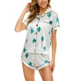 thumbnail image 2 of Traje de pijama Patrón único Cuello en V Bolsillo con botones Cómodo Ropa de dormir corta de dos piezas para mujer Tipo 5 S, 2 of 6