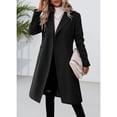 thumbnail image 2 of Fall Winter Womens Long Double Breasted Coats Lapel Collar Pea Coat Slim Fit Jackets Trench Coat Outwear, 2 of 6