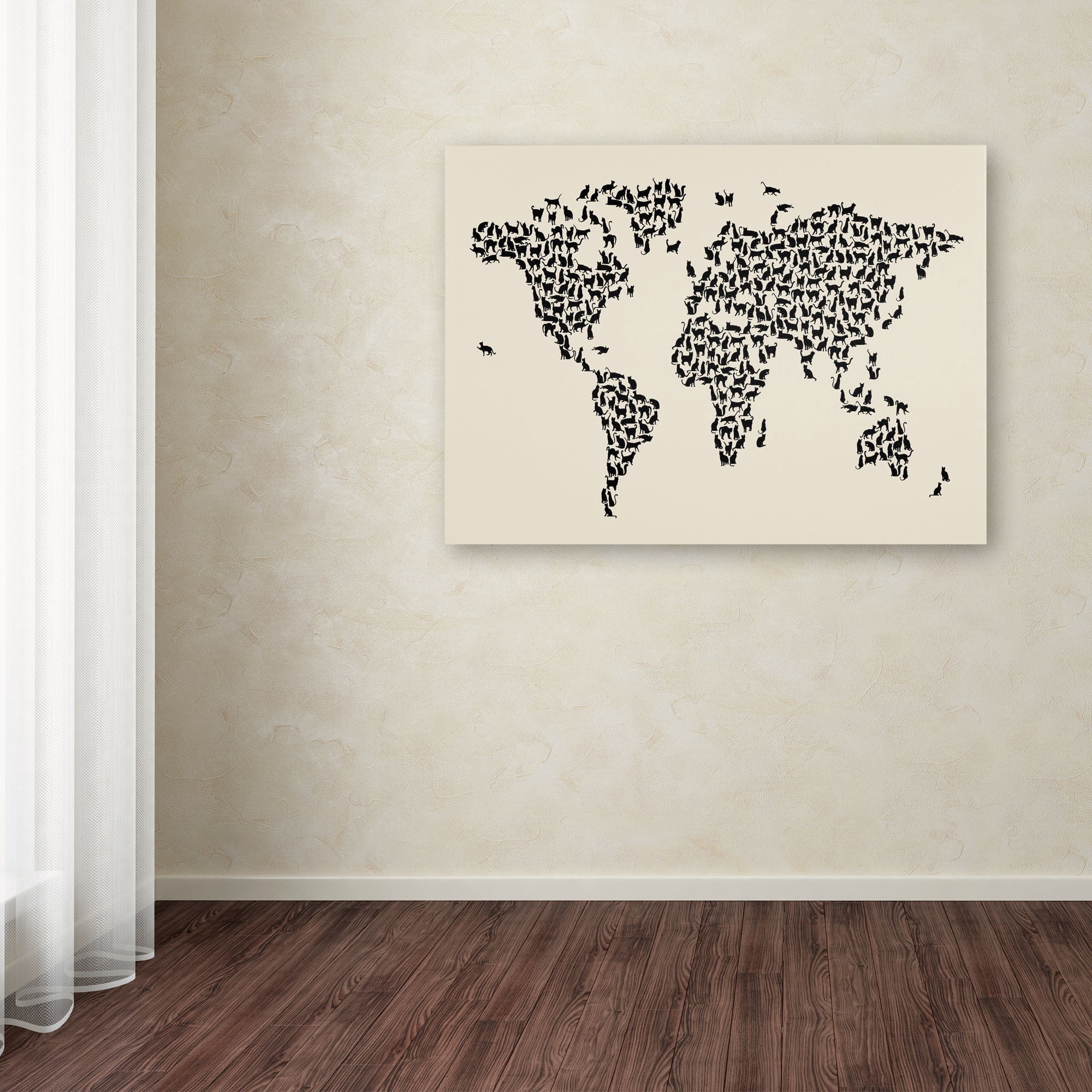 Trademark Art 'Cats World Map 2' Canvas Art by Michael Tompsett