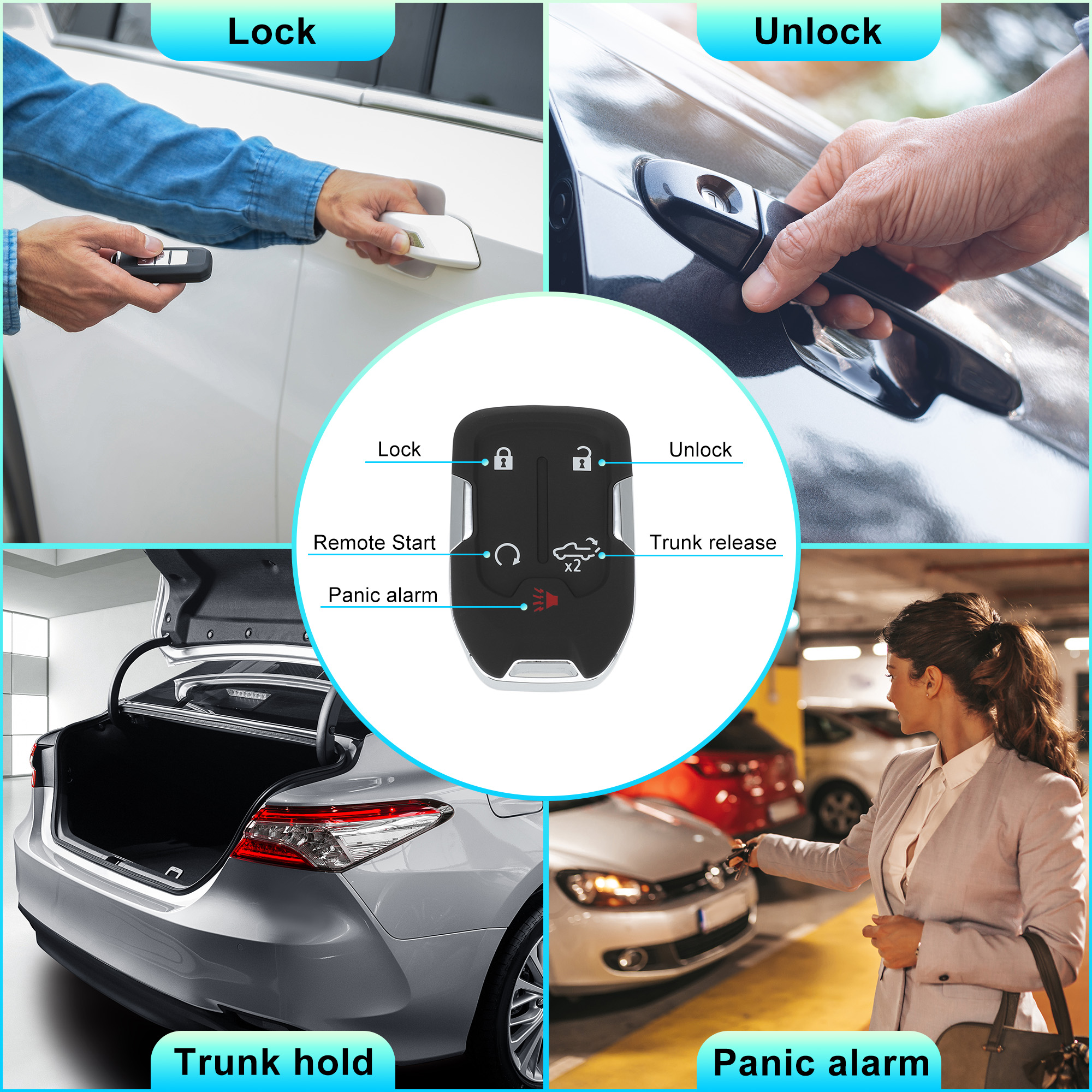 HYQ1ES 433 MHz Replacement Keyless Entry Remote Smart Key Fob for Chevrolet Silverado for GMC Sierra 1500 2500 3500 HD 2019 2020 2021 2023 13522904 13522854 5 Buttons