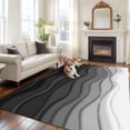thumbnail image 3 of Abstract Washable Living Room Rugs 6'x9', Black White Gradient Ocean Waves Low Pile Throw Large Area Rug Non-Slip Sturdy Edge Binding Carpet for Dining Room Kitchen Office, 3 of 9