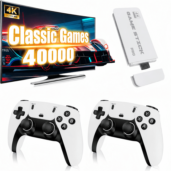 ZYTKWT M15 Game Console Dual Wireless Controller for TV, Monitors, Projectors, Plug and Play Game Stick, 64G