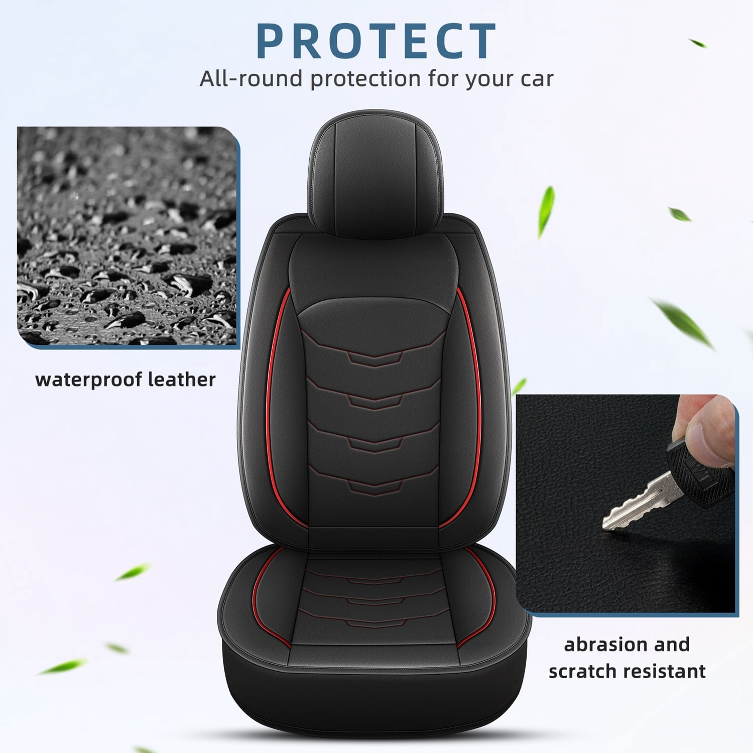 LAONNVIR Front Seat Covers for Honda CR-V/CRV 2007-2024 2025: Front Set Waterproof Leather Vehicle Seat Cushion Luxury Automotive Protector,Red Front Set(2 Seats)