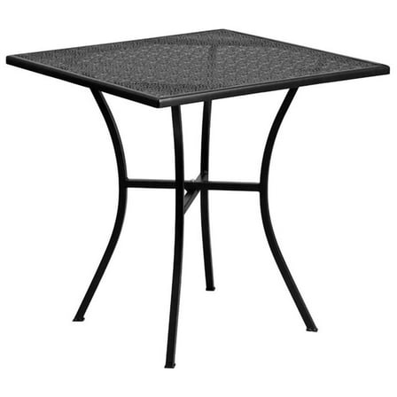 Afuera Living 28" Square Steel Flower Print Patio Dining Table in Black